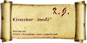 Kinszker Jenő névjegykártya